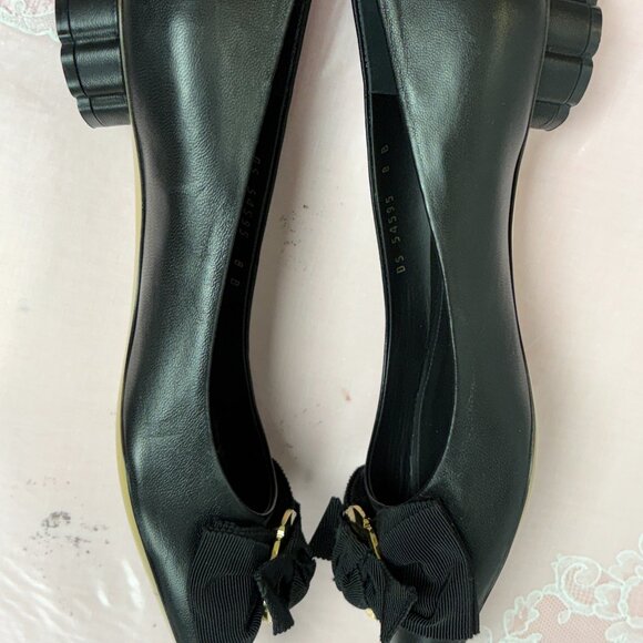 NEW-Salvatore Ferragamo-54595-Women Black Leather heel Dress shoes.Sz-8B.Italy. - Picture 7 of 14